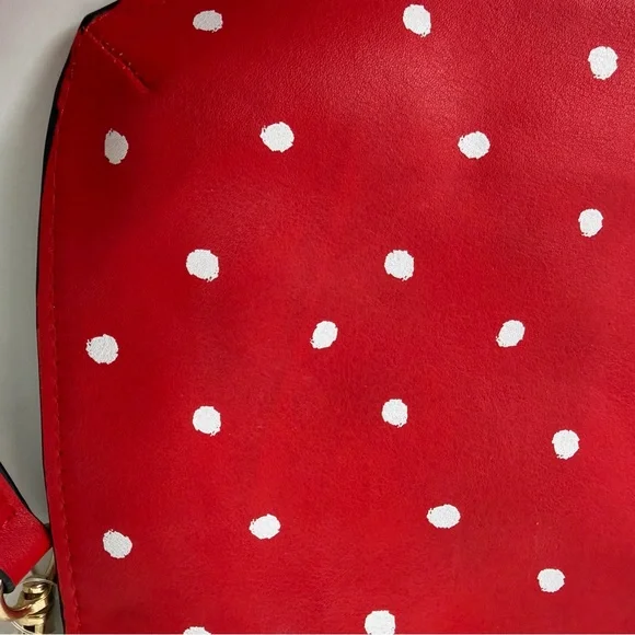 Aldo red and white polka dot wearable wristlet clutch bag vegan faux leather - Picture 7 of 11
